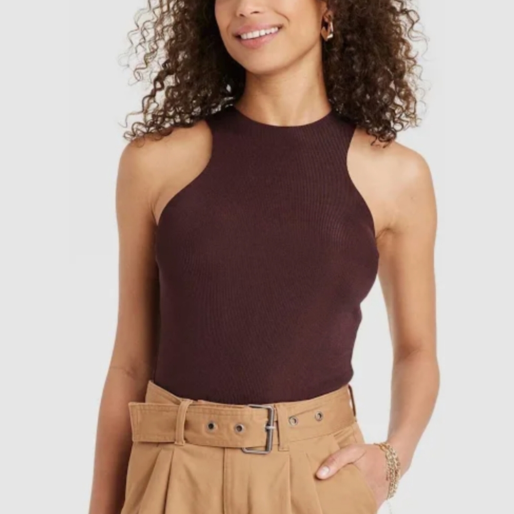 A New Day Ribbed Slim High Neck Tank Top